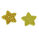 100 Pieces Star Shaped Polka Dots Wood Buttons 2 Holes DIY Sewing Embellishments
