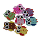 100 Pieces 2 Hole Cartoon Owl Wooden Buttons Sewing Scrapbooking Clothing Decoration