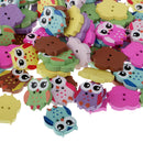 100 Pieces 2 Hole Cartoon Owl Wooden Buttons Sewing Scrapbooking Clothing Decoration