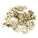 50 Pieces Rustic Cut MDF Wooden Flowers Shapes Wood Decorative Pieces Crafts Wood Table Confetti, Embellishments, Scatters, Invitations, Table Decor