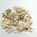 50 Pieces Rustic Cut MDF Wooden Flowers Shapes Wood Decorative Pieces Crafts Wood Table Confetti, Embellishments, Scatters, Invitations, Table Decor