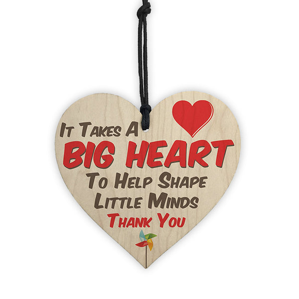 "BIG HEART" Wooden Heart Hanging Gift Plaque Wood Sign Tags Gift Family Friendship Sign