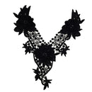 Flower Embroidery Neck Applique Neckline Lace Trims Decorated Lace Clothing Accessories Homemade Sewing Crafts Black