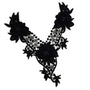 Flower Embroidery Neck Applique Neckline Lace Trims Decorated Lace Clothing Accessories Homemade Sewing Crafts Black