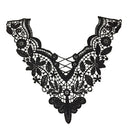 V-neck Neckline Collar Embroidery Lace Trim Applique Patch for Sewing On Clothing Dress Black