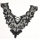 V-neck Neckline Collar Embroidery Lace Trim Applique Patch for Sewing On Clothing Dress Black