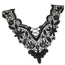 V-neck Neckline Collar Embroidery Lace Trim Applique Patch for Sewing On Clothing Dress Black