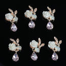 10 Pieces Alloy Crystal Rose Flower Flatback Buttons Jewelry Making Findings 24mm