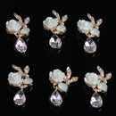 10 Pieces Alloy Crystal Rose Flower Flatback Buttons Jewelry Making Findings 24mm