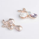 10 Pieces Alloy Crystal Rose Flower Flatback Buttons Jewelry Making Findings 24mm