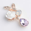 10 Pieces Alloy Crystal Rose Flower Flatback Buttons Jewelry Making Findings 24mm