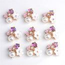 10 Pieces Multicolor Alloy Crystal Pearl Flatback Buttons Jewelry Making Findings