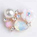 10 Pieces Diamante Alloy Crystal Pearl Flatback Buttons Jewelry Making Findings 17mm
