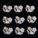 10 Pieces Diamante Alloy Crystal Pearl Flatback Buttons Jewelry Making Findings 17mm