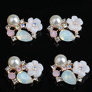 10 Pieces Diamante Alloy Crystal Pearl Flatback Buttons Jewelry Making Findings 17mm