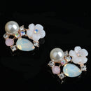 10 Pieces Diamante Alloy Crystal Pearl Flatback Buttons Jewelry Making Findings 17mm