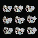10 Pieces Diamante Alloy Crystal Pearl Flatback Buttons Jewelry Making Findings 17mm