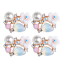 10 Pieces Diamante Alloy Crystal Pearl Flatback Buttons Jewelry Making Findings 17mm