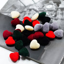 30 Pieces Mixed Acrylic Flocking Felt Spacer Beads Heart Beads DIY Pendant Charms Fit Necklace&Bracelet&Earring 18x20mm