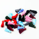 30 Pieces Silky Handmade Tiny( 23mm/1'' ) Soft Tassels, Mini Tassels, Colorful Tassels, Earring Tassels, Tassel Charms with Golden Jump Rings