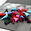 30 Pieces Silky Handmade Tiny( 23mm/1'' ) Soft Tassels, Mini Tassels, Colorful Tassels, Earring Tassels, Tassel Charms with Golden Jump Rings