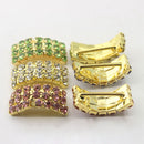 10 Piece 20x9mm Mixed Colors Arched Rhinestone Buckles Wedding Ribbon Slider Diamond Buttons Shinny Gold Plated DIY Hair Accessories
