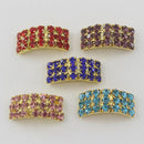 10 Piece 20x9mm Mixed Colors Arched Rhinestone Buckles Wedding Ribbon Slider Diamond Buttons Shinny Gold Plated DIY Hair Accessories