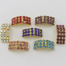 10 Piece 20x9mm Mixed Colors Arched Rhinestone Buckles Wedding Ribbon Slider Diamond Buttons Shinny Gold Plated DIY Hair Accessories