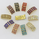 10 Piece 20x9mm Mixed Colors Arched Rhinestone Buckles Wedding Ribbon Slider Diamond Buttons Shinny Gold Plated DIY Hair Accessories