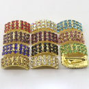 10 Piece 20x9mm Mixed Colors Arched Rhinestone Buckles Wedding Ribbon Slider Diamond Buttons Shinny Gold Plated DIY Hair Accessories