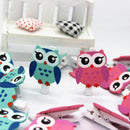 20 Pieces Cute Owl Postcard Photo Paper Pegs Pin Clothespin Wood Clips Craft