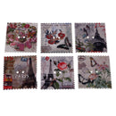 50 Pieces Printed Stamps Shape Wooden Buttons for DIY Sewing Clothing Decoration Kids Crafts 34x31mm