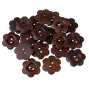 20 Piece Coffee Flower Shape 2 Holes Wooden Buttons for Sewing on Clothing Decoration 23mm