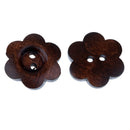 20 Piece Coffee Flower Shape 2 Holes Wooden Buttons for Sewing on Clothing Decoration 23mm