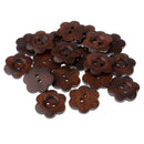 20 Piece Coffee Flower Shape 2 Holes Wooden Buttons for Sewing on Clothing Decoration 23mm