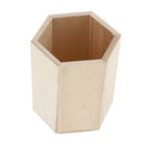 Hexagonal Design Unfinished Wood Pen Container Storage Box for Kids DIY Crafts Supplies