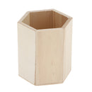 Hexagonal Design Unfinished Wood Pen Container Storage Box for Kids DIY Crafts Supplies