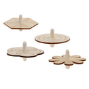 4 Pieces Assorted Unfinished Wood Peg-Top Spinning Top Gyro for Kids DIY Crafts