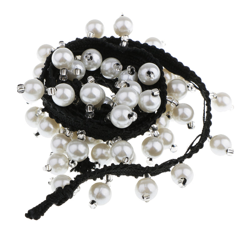 1 Yard Polyester Pearl Beaded Ribbon Sewing Trim Chain for DIY Wedding Decoration