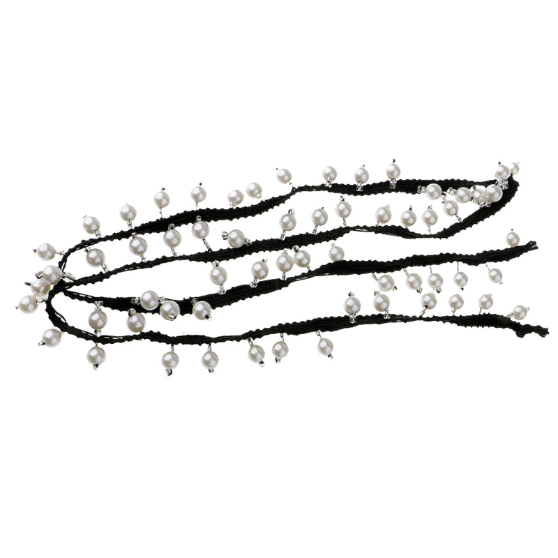 1 Yard Polyester Pearl Beaded Ribbon Sewing Trim Chain for DIY Wedding Decoration