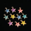 10 Piece Mixed Color Alloy Star Shape Pendants Charms Jewelry Making Findings