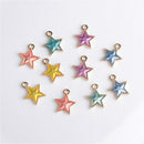 10 Piece Mixed Color Alloy Star Shape Pendants Charms Jewelry Making Findings