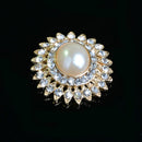 5 Pieces Alloy Rhinestone Pearl Buttons Embellishment for DIY Jewelry Craft 29mm
