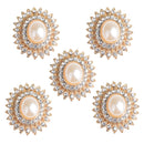 5 Pieces Alloy Rhinestone Pearl Buttons Embellishment for DIY Jewelry Craft 29mm