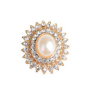 5 Pieces Alloy Rhinestone Pearl Buttons Embellishment for DIY Jewelry Craft 29mm