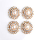 5 Pieces Alloy Rhinestone Pearl Buttons Embellishment for DIY Jewelry Craft 29mm