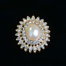 5 Pieces Alloy Rhinestone Pearl Buttons Embellishment for DIY Jewelry Craft 29mm