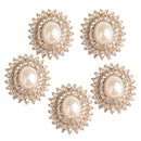 5 Pieces Alloy Rhinestone Pearl Buttons Embellishment for DIY Jewelry Craft 29mm