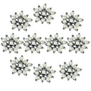 10 Pieces Vintage Silver Jelly Rhinestone Buttons Flower Cluster Flatback Wedding Embellishment DIY Jewelry Craft Hair Bow Accessories