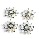 10 Pieces Vintage Silver Jelly Rhinestone Buttons Flower Cluster Flatback Wedding Embellishment DIY Jewelry Craft Hair Bow Accessories